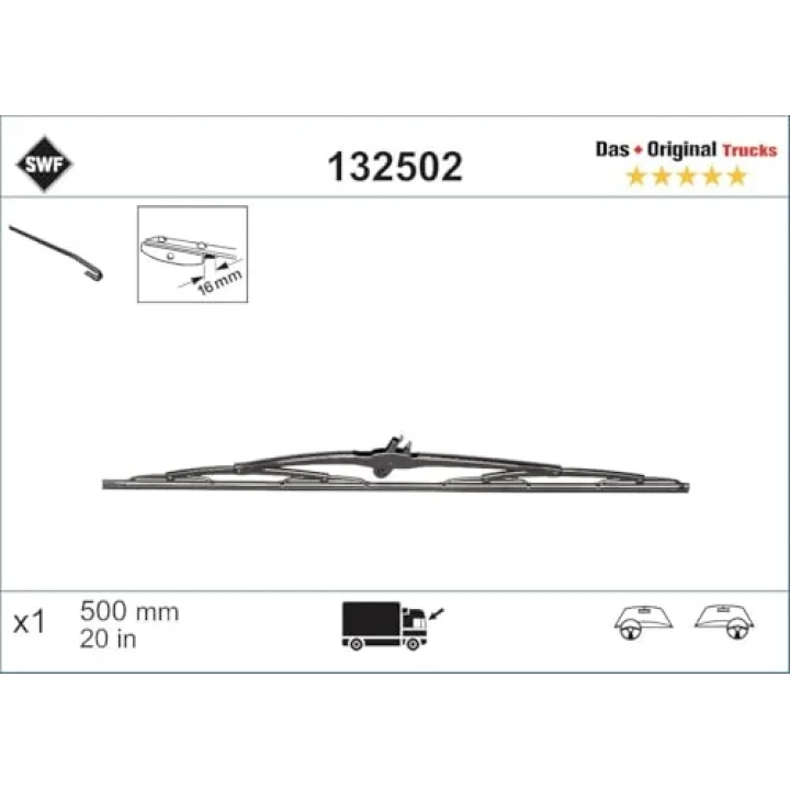 Valeo Das Original Trucks Silecek Opel Combo (2005-2012) (500 MM) 132502