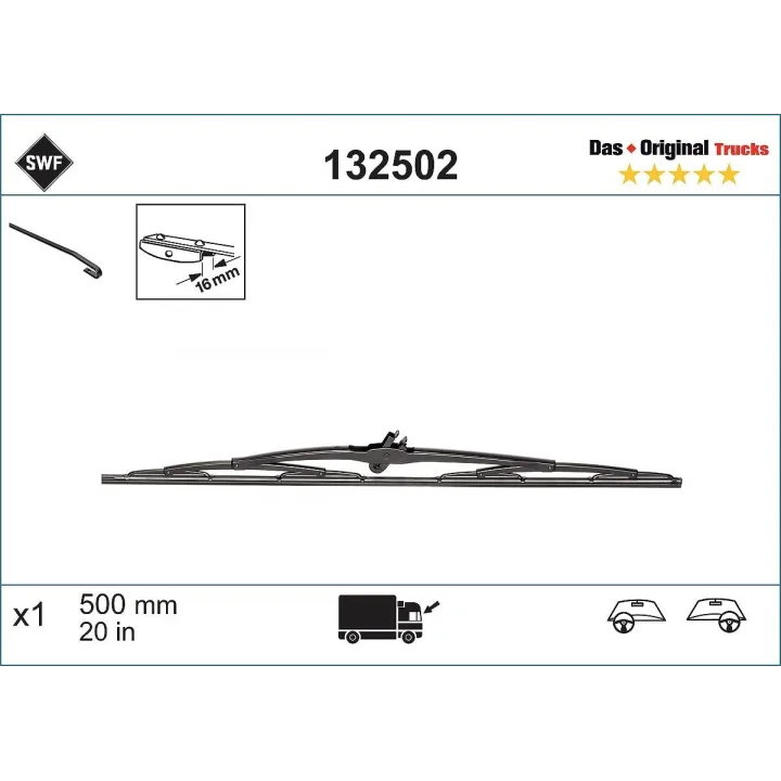 Valeo Das Original Trucks Silecek Opel Combo (2005-2012) (500 MM) 132502