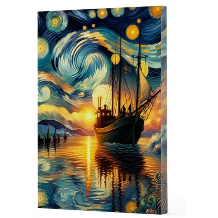 Van Gogh 2 - Gemi Çizgili Yan Boyamalı Defter