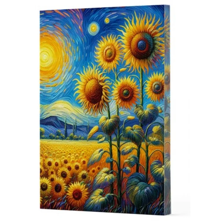 Van Gogh 4 - Ayçiçekleri Çizgili Yan Boyamalı Defter