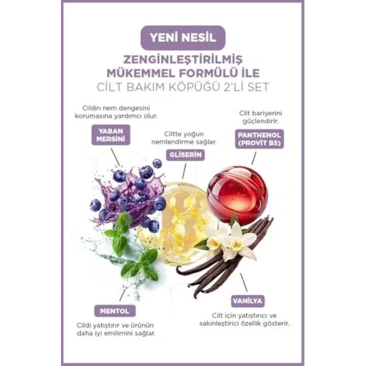 VANILLA 100 ML & BLUEBERRY 100 ML CİLT BAKIM KÖPÜĞÜ 2Lİ SET