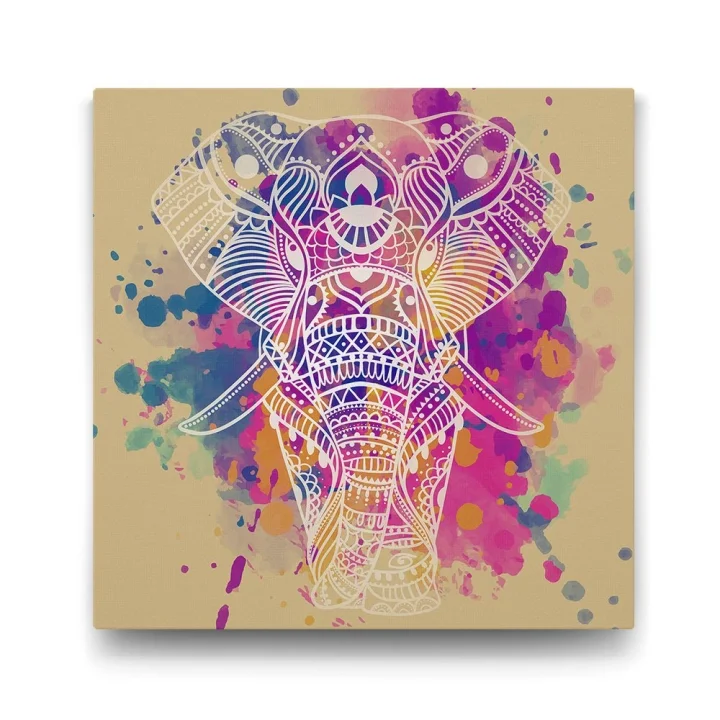 Vektörel Çizim Fil Tablosu - 100x100cm
