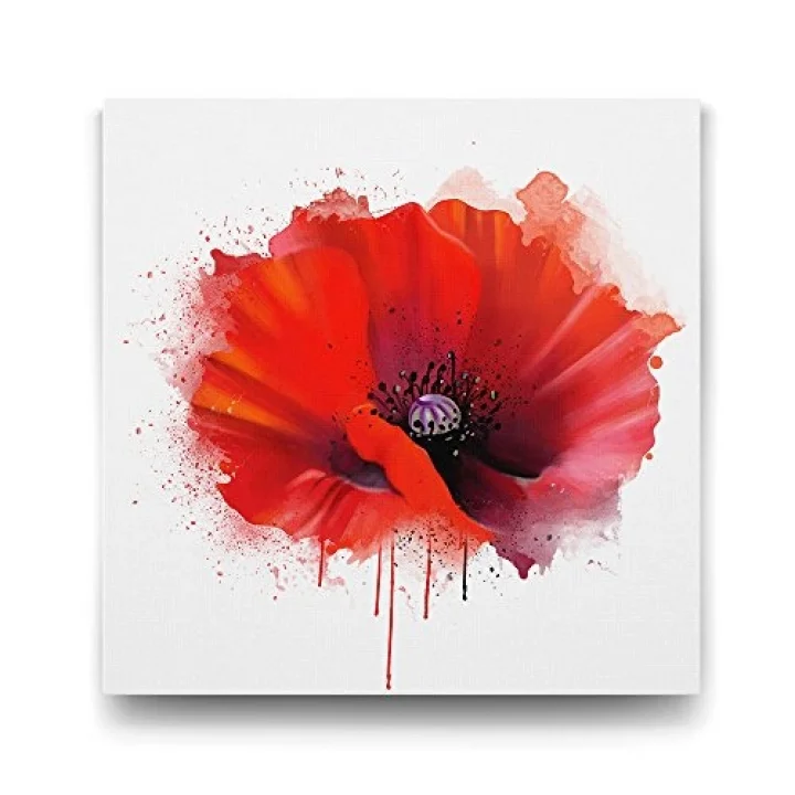 Vektörel Gelincik Tablosu - 80x80cm