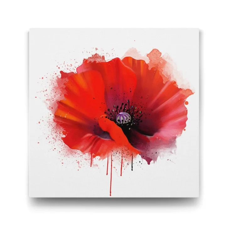 Vektörel Gelincik Tablosu - 80x80cm