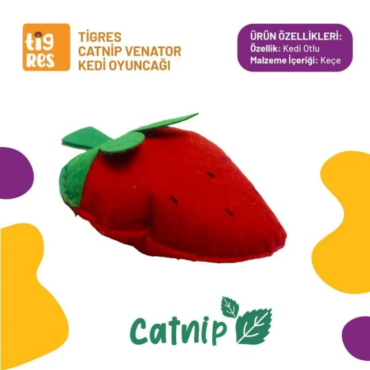 Venator Catnipli Çilek Şeklinde Kedi Oyuncağı
