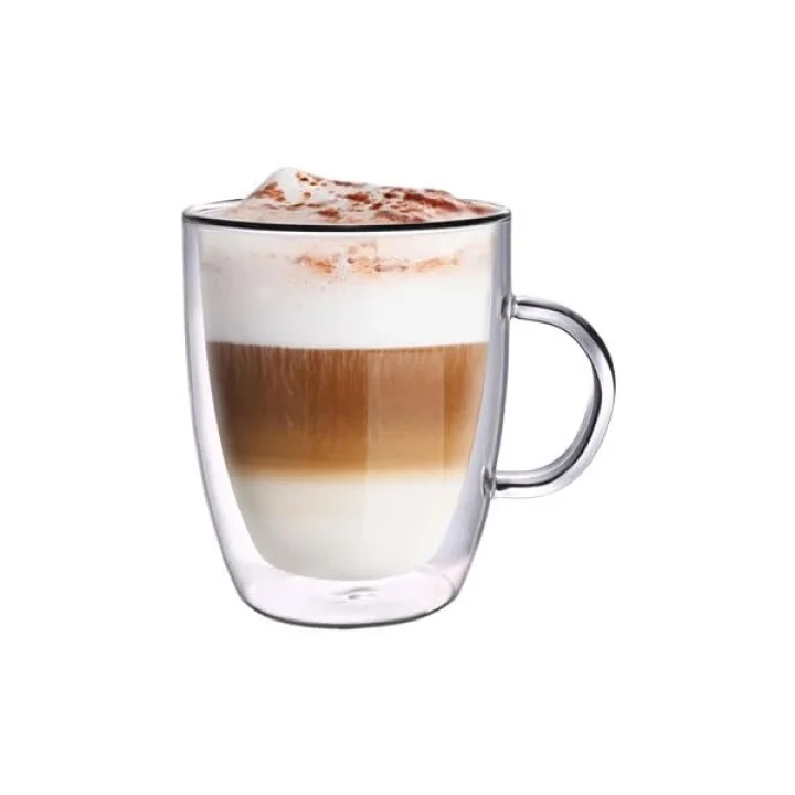 Vetro Borosilikat Çift Camlı Kulplu Bardak 400ML (2ad)