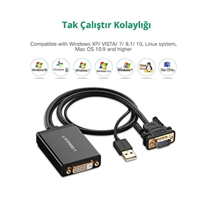 VGA USB to DVI-D 24+1 Dişi Görüntü Aktarma Kablosu