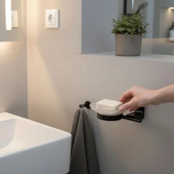 Vidalı Sabunluk Siyah Duvara Monte Banyo Sabunluk Mat Siyah Paslanmaz Modern Tasarım Şık Model