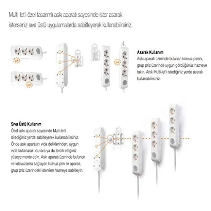 Viko Multi-Let 6lı Anahtar-Topraklı Kablolu Ç.K 5m Priz