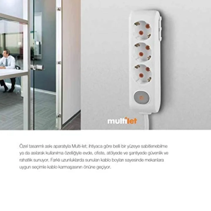 Viko Multi-Let 6lı Topraklı Kablolu Ç.K 5mt Siyah Priz
