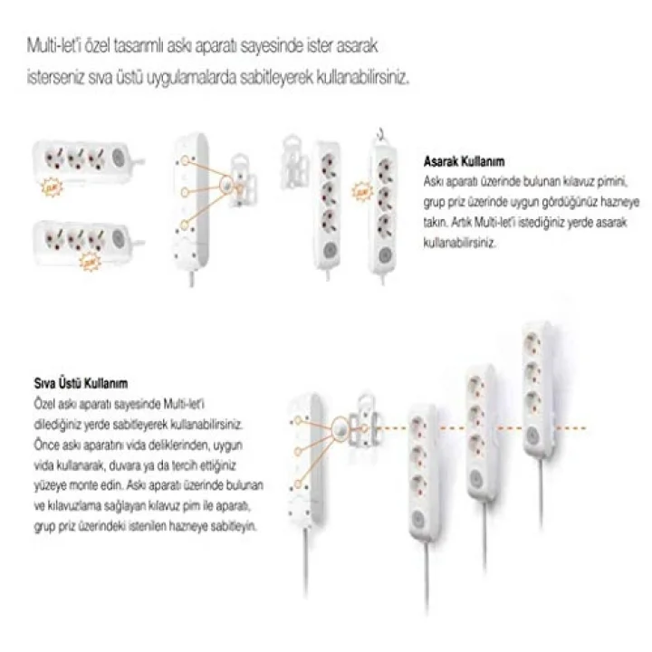 Viko Multi-Let 6lı Topraklı Kablolu Ç.K 5mt Siyah Priz