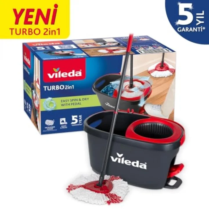 Vileda Turbo 2in1 Yeni Pedallı Temizlik Seti