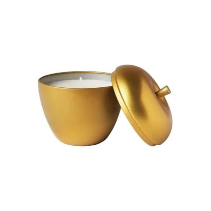 VINTERFINT Metal Kutuda Kokulu Mum, Altın Rengi, Vanilya Tarçın Tatlı Elma, 9 cm