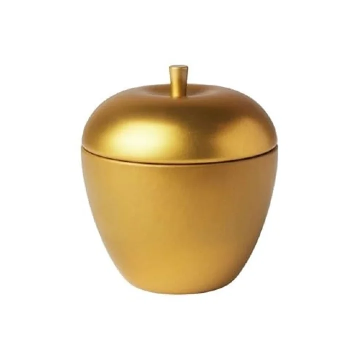 VINTERFINT Metal Kutuda Kokulu Mum, Altın Rengi, Vanilya Tarçın Tatlı Elma, 9 cm