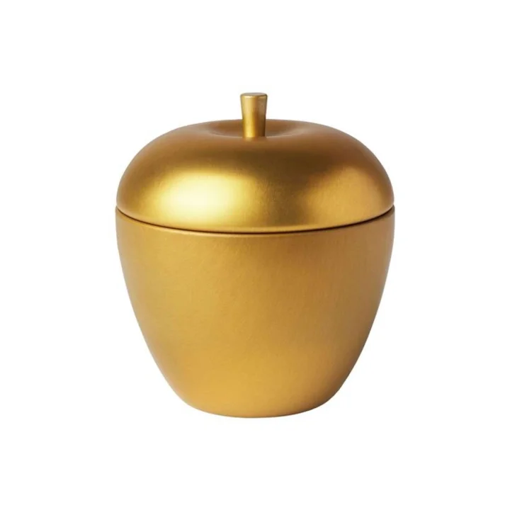 VINTERFINT Metal Kutuda Kokulu Mum, Altın Rengi, Vanilya Tarçın Tatlı Elma, 9 cm