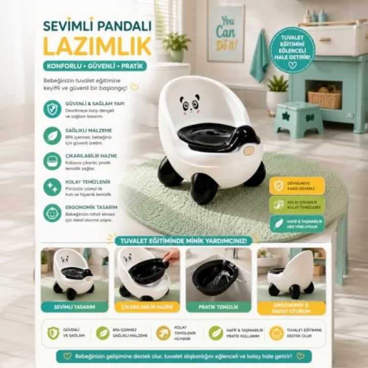 Violet Passion 0084 Panda Bebek Lazımlığı Beyaz
