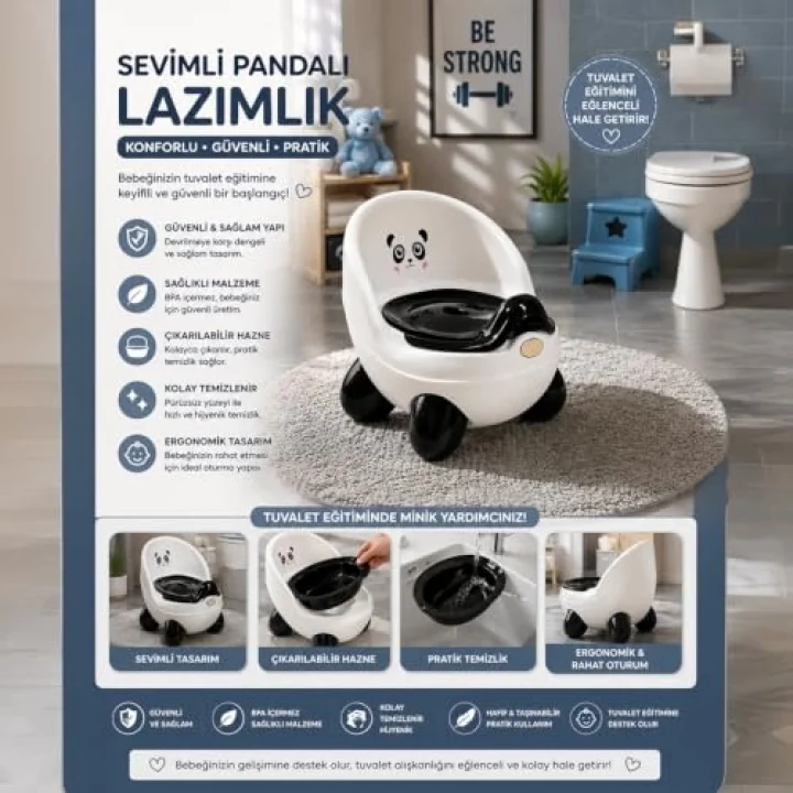 Violet Passion 0084 Panda Bebek Lazımlığı Beyaz