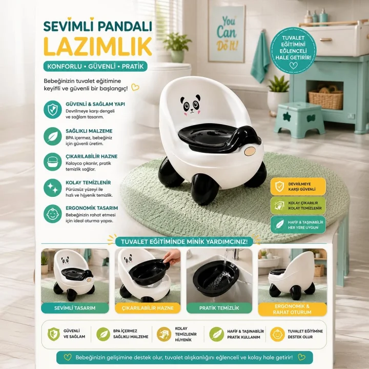 Violet Passion 0084 Panda Bebek Lazımlığı Beyaz