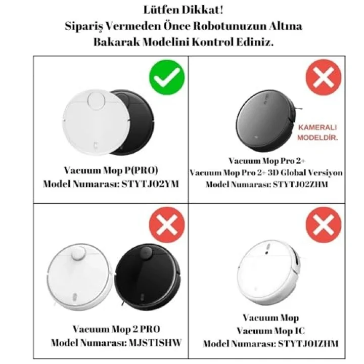 Viomi Se V2 V3 V2 Pro (v-rvclm21b) / Mi Vacuum Mop Pro-Mop P(Model No:Stytj02ym) Uyumlu 2 Ad.Yan Fırça Yedek Parça Seti