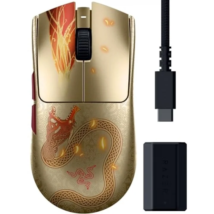 Viper V3 Pro Counter-Strike 2 Dragon Lore - Ultra hafif kablosuz e-spor oyun faresi - 55g - 8K HyperPolling - Focus Pro sensör 35K DPI - 2,4 GHz HyperSpeed - 95 saat - PC/Mac | Dragon Lore