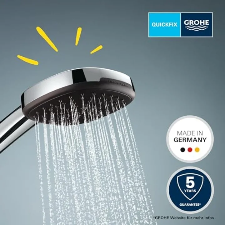 Vitalio Comfort 110 El Duşu, 2 Akışlı (Yağmur & Jet), SmartSwitch, 110mm Kare Duş Başlığı, Düşmeye Dayanıklı Silikon Halka, Kireç Önleyici Sistem, Krom, 26397001