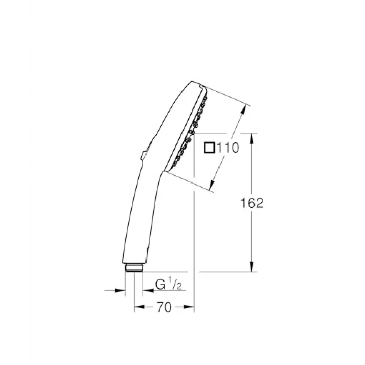 Vitalio Comfort 110 El Duşu, 2 Akışlı (Yağmur & Jet), SmartSwitch, 110mm Kare Duş Başlığı, Düşmeye Dayanıklı Silikon Halka, Kireç Önleyici Sistem, Krom, 26397001