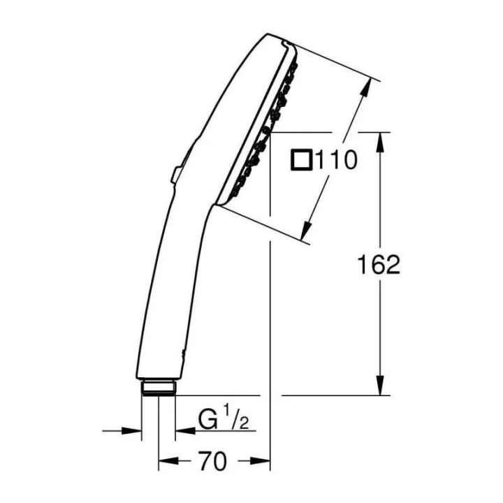 Vitalio Comfort 110 El Duşu, 3 Akışlı (Masaj, Yağmur & Jet), SmartSwitch, 110mm Kare Duş Başlığı, Silikon Halka, Kireç Önleyici Sistem, Krom, 26092001
