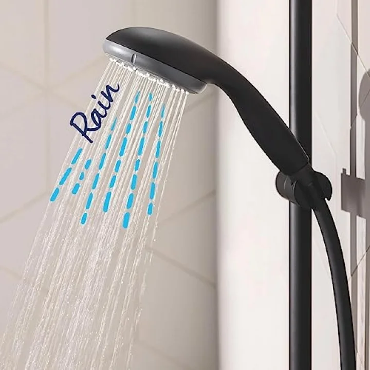 Vitalio Start 100 QuickFix El Duşu 2 Akışlı (Yağmur ve Jet) Kireç Önleyici Sistem, Banyo-Duş Başlığı, Mat Siyah, 279462430