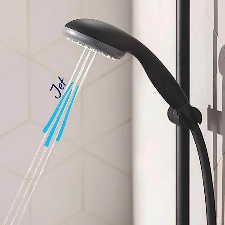 Vitalio Start 100 QuickFix El Duşu 2 Akışlı (Yağmur ve Jet) Kireç Önleyici Sistem, Banyo-Duş Başlığı, Mat Siyah, 279462430