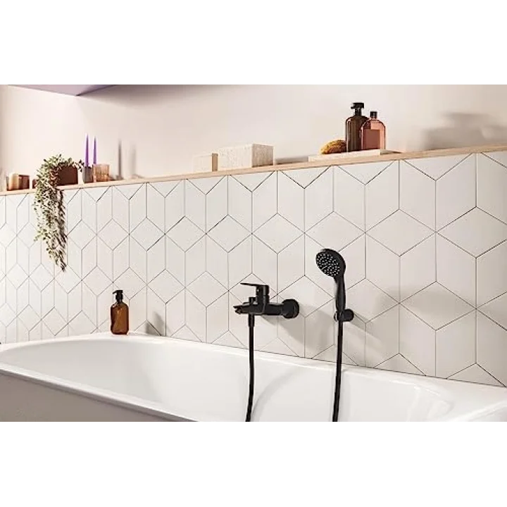 Vitalio Start 100 QuickFix El Duşu 2 Akışlı (Yağmur ve Jet) Kireç Önleyici Sistem, Banyo-Duş Başlığı, Mat Siyah, 279462430