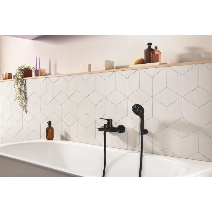 Vitalio Start 100 QuickFix El Duşu 2 Akışlı (Yağmur ve Jet) Kireç Önleyici Sistem, Banyo-Duş Başlığı, Mat Siyah, 279462430