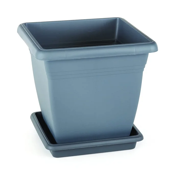 VK04 Villa Kare Saksı No:4 Tabaklı 40 cm, 32 Litre Antrasit