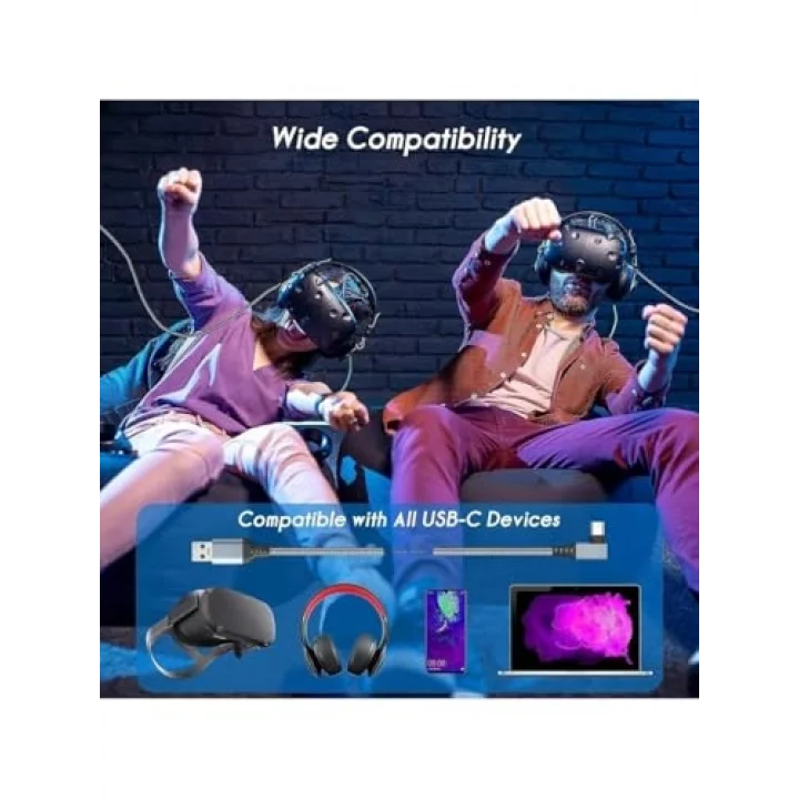 Vr5 Usb3.2 Oculus Quest 3/2/1 Pico 4 Aksesuarları ve PC/Steam VR, 5Gbps Yüksek Hızlı PC Veri Aktarımı, VR Kulaklık, Oyun Bilgisayarı, Sanal gerçeklik gözlüğü uyumlu 5 metre