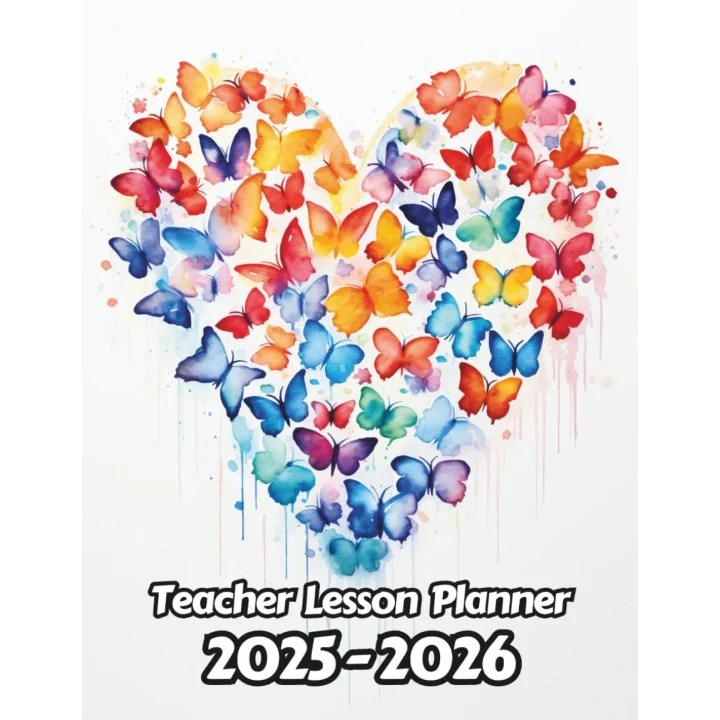 Watercolor Butterflies Teacher Lesson Planner: Weekly and Monthly Academic Year (August - July) | Record Student Grades, Assignments and Attendance | ... Education Planning | 8.5 x 11 Inches | v17