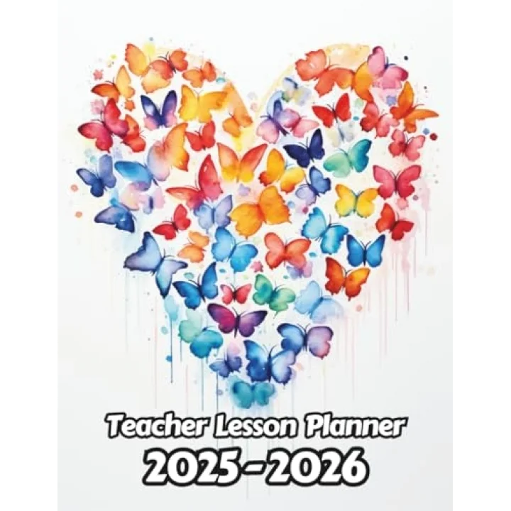 Watercolor Butterflies Teacher Lesson Planner: Weekly and Monthly Academic Year (August - July) | Record Student Grades, Assignments and Attendance | ... Education Planning | 8.5 x 11 Inches | v17