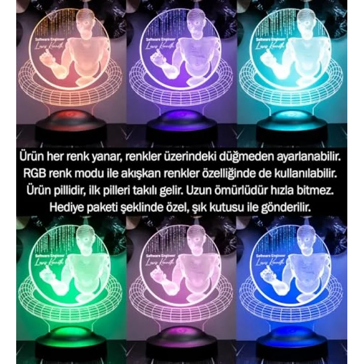 Web Tasarımcı hediyesi, Yazılımcı Hediyesi, Grafiker Hediyesi, Developer Hediyesi, 3D Led Lamba