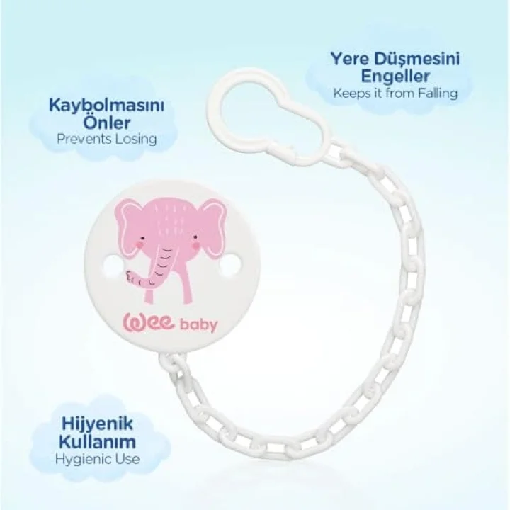 Wee Baby Desenli Emzik Askısı - PEMBE FİL