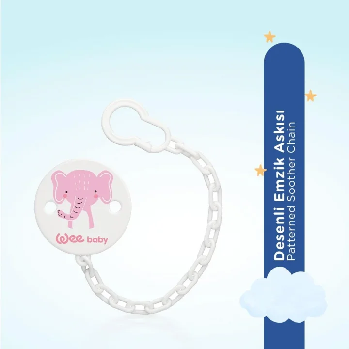 Wee Baby Desenli Emzik Askısı - PEMBE FİL