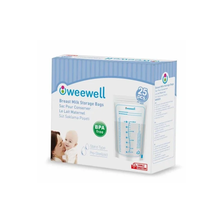 Weewell WMS825 Süt Saklama Poşeti, Mavi