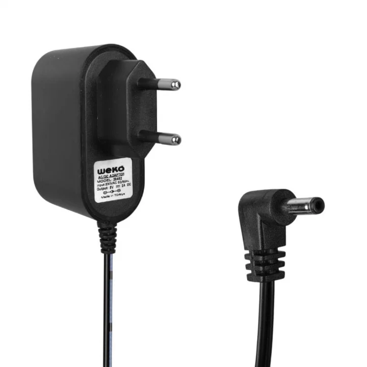 WEKO 5 VOLT - 2 AMPER 3.5 * 1.35 UÇLU PLASTİK KASA PRİZ TİPİ ADAPTÖR