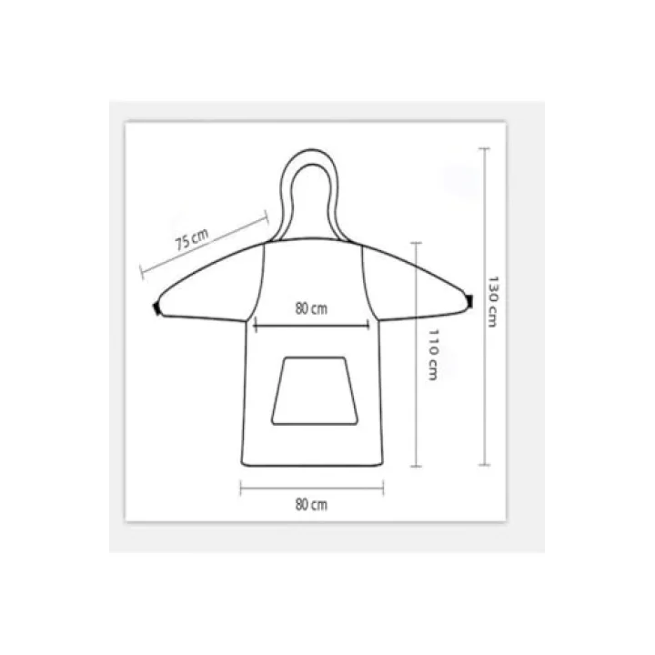 Wellsoft Kapşonlu Giyilebilir Tv Battaniyesi Unisex Over Size 85 x 85 cm Gri Polyester