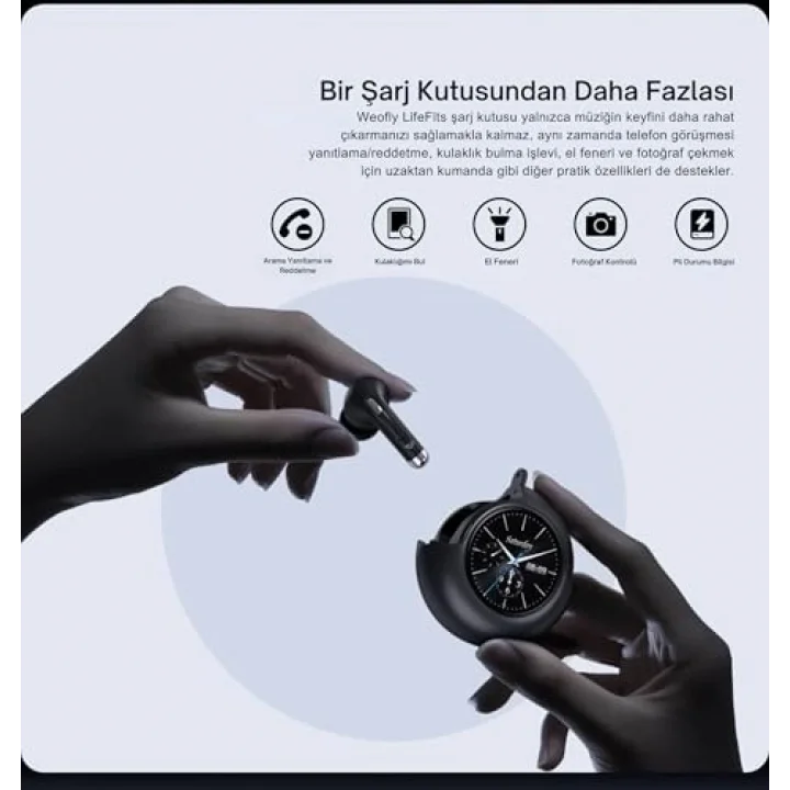 Weofly Lifefits Dokunmatik Ekranlı Saatli BT 5.4 Bass Kulakiçi Kulaklık