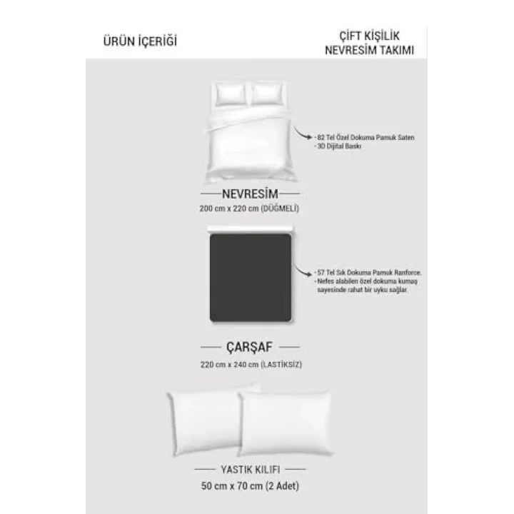 White Rose 3D Çift Kişilik Nevresim Takımı, monohome8577