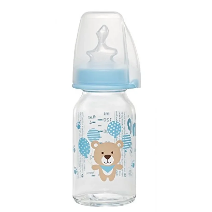 Wide Neck Bottle 125 Ml Antikolik Cam Biberon Erkek, Mavi