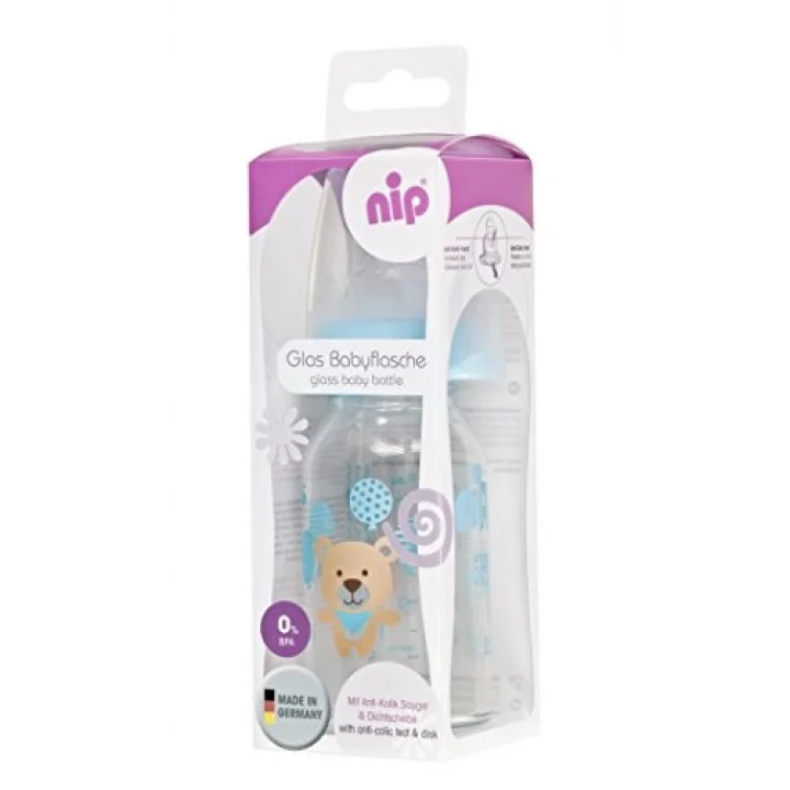Wide Neck Bottle 125 Ml Antikolik Cam Biberon Erkek, Mavi