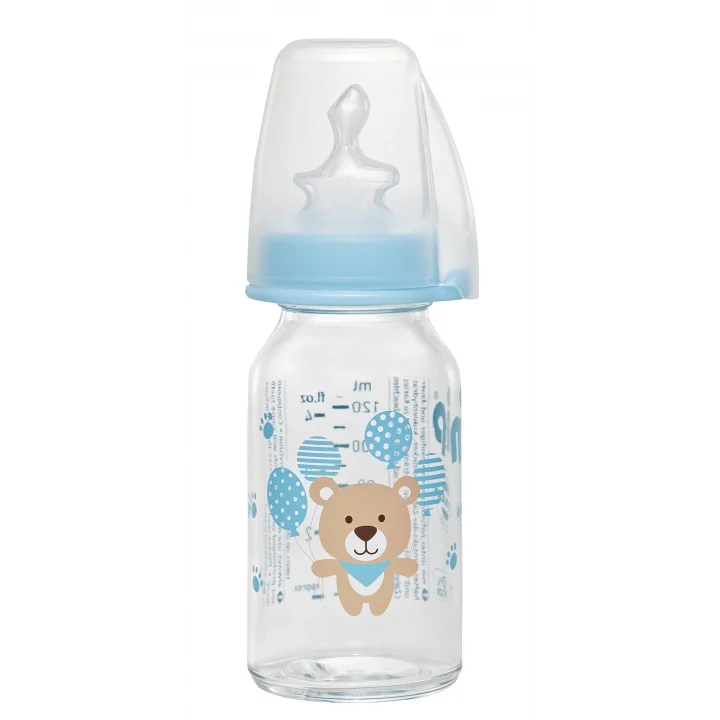 Wide Neck Bottle 125 Ml Antikolik Cam Biberon Erkek, Mavi
