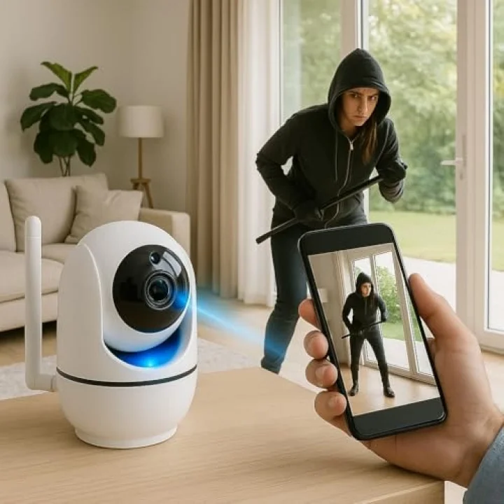 WiFi Akıllı Güvenlik Kamerası | 360° Görüş | Hareket Algılama & Anlık Bildirim | Gece Görüşü | 7/24 Uzaktan İzleme & Bulut Depolama Destekli
