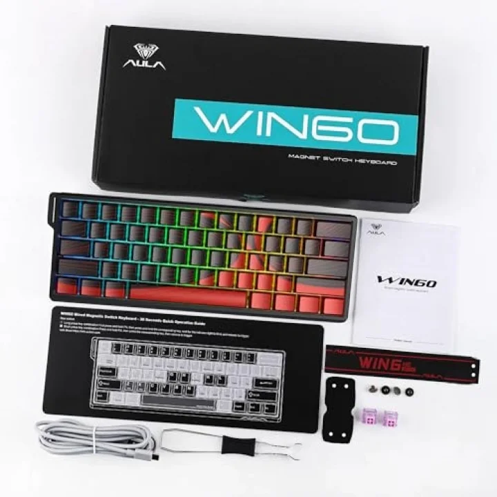Win60 He Max Manyetik Klavye Rapid Trigger Wing Chun Switch 8000Hz RGB TKL Hot Swap Oyuncu Klavyesi Kırmızı