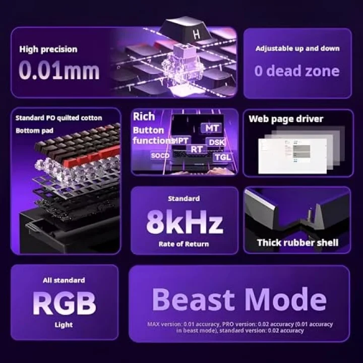 Win60 He Max Manyetik Klavye Rapid Trigger Wing Chun Switch 8000Hz RGB TKL Hot Swap Oyuncu Klavyesi Sarı