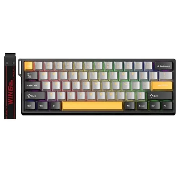 Win60 He Max Manyetik Klavye Rapid Trigger Wing Chun Switch 8000Hz RGB TKL Hot Swap Oyuncu Klavyesi Sarı